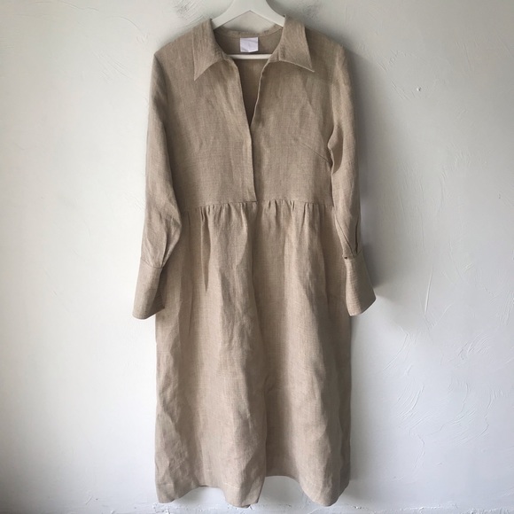 Paris Georgia Beige Linen Larry Dress Size Small - Picture 5 of 11